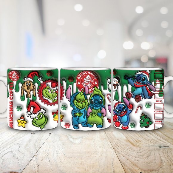 15oz Grinch Christmas 3D Coffee Mug Ceramic Cup - Picture 1 of 2